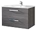 Produktbild trendteam ADO31321 Hänge-Waschbeckenunterschrank inklusive Waschbecken Rauchsilber, BxHxT 81x54x46 cm