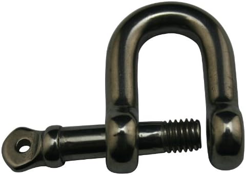 Amanaote 304 Stainless Steel Shackle Standard Size M8 Screw Pin D Anchor Shackle D Ring Rigging Hardware(Pack Of 5)