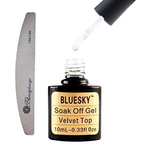 Bluesky UV/LED Gel Nail Polish Velvet Top Coat 10 ml with Bbeautylounge Nail File