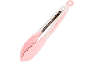 MLL PRODUCTS Pinzas Silicona Freidora De Aire Air Fryer - Pinzas Cocina - Pinzas Barbacoa - Pinzas Comida de Acero Inoxidable y Punta de Silicona de Grado Alimenticio sin BPA. (34cm, Rosa)