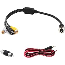 Câble Adaptateur 2x Aviation 4 Broches Vers BNC/DC Femelle - 35 Cm - Pour Caméra De Recul Voiture - 4