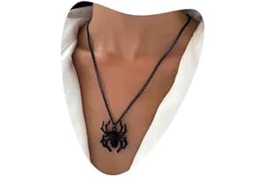 Atentuyi Punk Rock Gothic Big Spider Necklace Black Spider Pendant Necklace Vintage Goth Necklace Retro Reptile Animal Necklace Jewelry for Women and Men