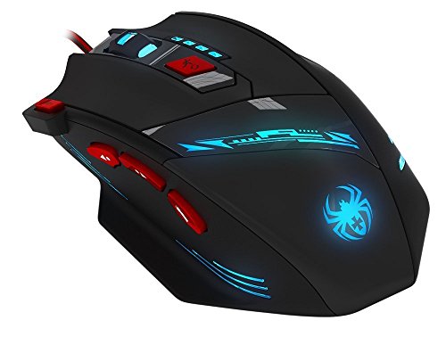 DLand Zelotes T90 Professional 9200 DPI High Precision USB Wired Gaming Maus, 8 Tasten, mit 7 Arten Modi von LED Lampe, Gewicht Tuning Set kompatibel mit Windows 7, 8, XP, Vista, ME, 2000 und so weiter.