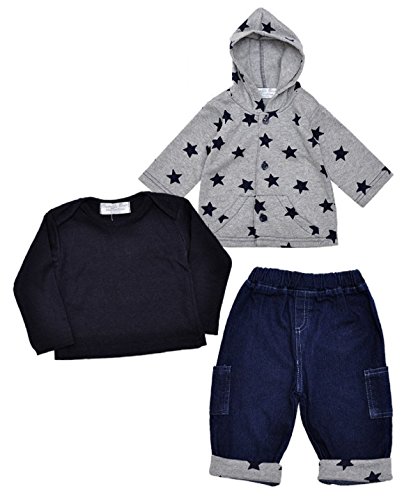 Baby Boys 3 Piece Set Jacket Jeans & Top Set 3-18 Months (3-6 months)