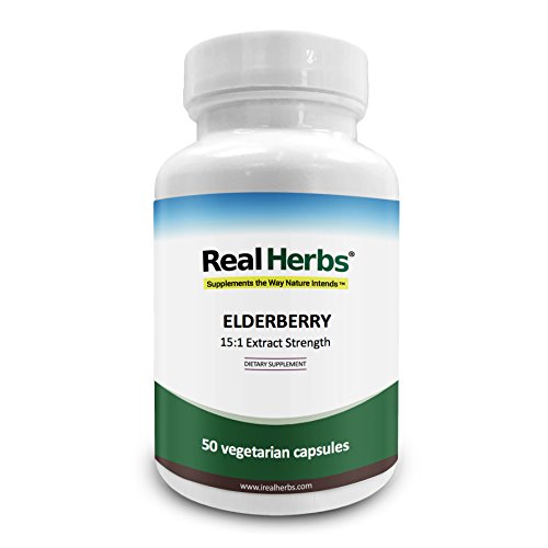 Real Herbs Elderberry 15: 1 extracto - 50 cápsulas vegetarianas