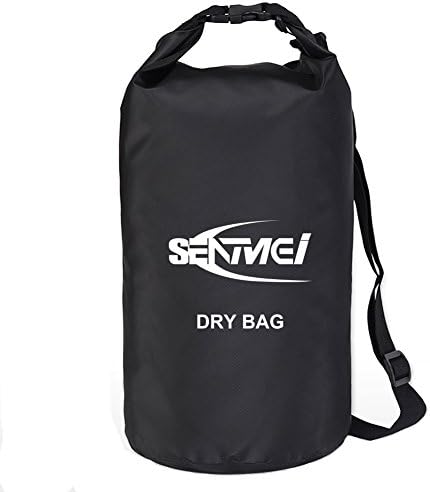 SENMEI Waterproof Bag Outdoor Rucksack, Tough PVC Tarpaulin Dry Bag with Adjustable Shoulder Strap for Kayaking, Camping, Fishing, Canoeing and Rafting (Black, 10L)