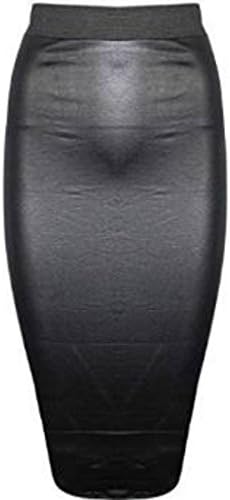 Lush Clothing ZET-Black Wet Look Shinny Faux Leather Short Mini Skirt-Size-New (Wet Look Pencil Skirt, M/L=UK 12-14)