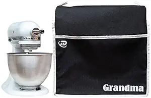 Dmarrco Personalized Dust Cover for KitchenAid Stand Mixer 4-5 Quart Classic only, with 4 Pockets and two loops for easy removal with multiple pockets for your Kitchenaid mixer accessories (White)