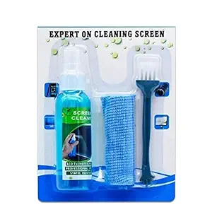 SWAPKART 3 in 1 Screen Cleaning Kit with Brush and Micro Cloth for PC, laptops, LCD led mobiles,TV and Other Electronics(100 ML), Blue, (AZ-01) (Pack of 1)