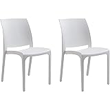 Totò Piccinni Sedia VOLGA in polipropilene design impilabile per esterno Made in Italy (Bianco, 2)