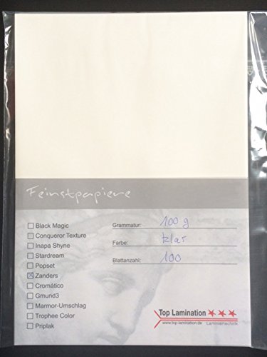 100 Blatt Transparentpapier Zanders T2000 DIN A4 100 g/qm Super Qualität klar-weiß durchscheinend, - 2
