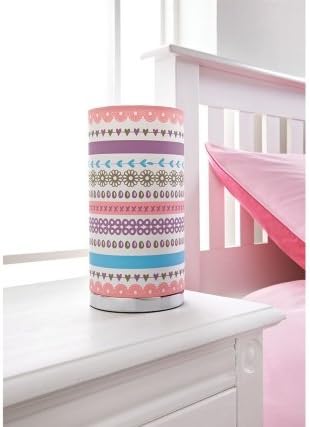 Fancy Printed Childrens Kids Room Bedside Table Lamp Floral Stripes