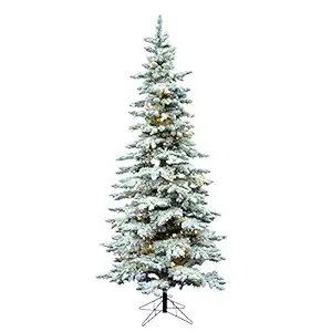 Vickerman 65' Flocked Slim Utica Fir Artificial Christmas Tree with 300 Warm White LED Lights