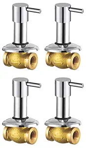 Drizzle Concealed Stop Cock Flora 15 mm. Brass Chrome Plated/Concealed Valve 1/2 Inch/Bathroom Tap/Quarter Turn Tap - Set of 4