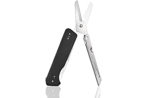 Roxon S501U Składane nożyczki kieszonkowe i wymienne ostrze noża z klipsem do paska, narzędzie wielofunkcyjne 2 w 1 do użytku na zewnątrz, na kempingu, podczas wędrówek, przetrwania, ratownictwa