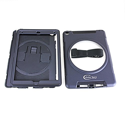 Cellular360 Apple iPad Air 2 Schock-und Drop-proof Hülle, Kopfstützen-Halterung mit einem Griff, einem Schultergurt und einem 360 Grad drehbaren Standfußdrehbaren(Apple iPad Air 2,Schulterriemen-Schwarz) - 5