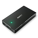 AUKEY Batterie Externe 20000mAh, 2.4A * 2 Ports USB Sortie + 2 Ports Entrée ( Micro USB + Lightning), pour iPhone, Samsung etc. , un 20cm Câble Micro USB inclus (Noire)