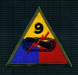 WWII United States U.S. Army 9th Armoured Division cloth sleeve patch