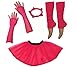 Produktbild A-Express® Neon Tutu Skirt Legwarmer Fishnet Gloves Hen Fancy Dress Party Costumes Set