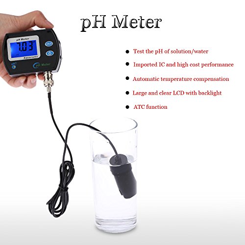 KKmoon Mini-Professional Online-pH Meter Wasser Qualität Tester / Wasserdicht Wasser Qualität Monitor Analyse-Gerät mit Temperatur Kompensation ATC-Funktion und Hintergrundbeleuchtung - 4