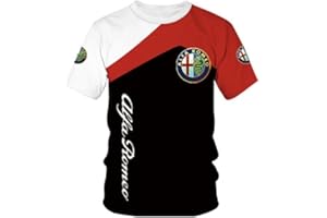 NBVGFGDF Men's T-Shirt for Alfa Romeo Mito Brera GT Giulietta Giulia Stelvio Men's Cotton T-Shirt Crew Neck Short Sleeve Shirt Vintage Casual Slim Fit Summer Plain Tee Shirts A-XL