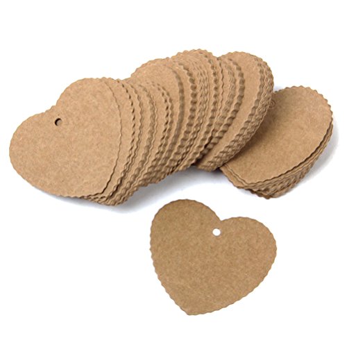 ULTNICE 100pcs Herz Lable Karte Tag überbacken Kraft Papier Tag Hochzeit Geburtstag Party Deko - 7