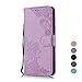 Price comparison product image E-Panda Apple iPhone 5 5S SE Case Wallet Creative Personalized Design PU Leather Folio Flip Protective Case Cover Lace purple Flower with Card Holder Stand Support Function