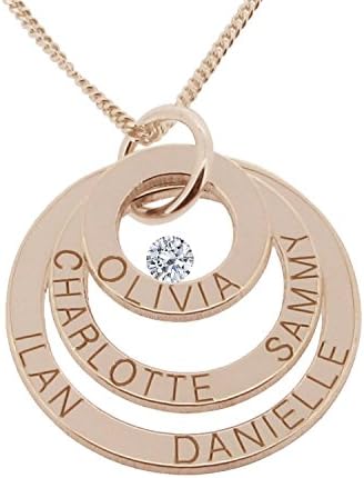 Christopher James of LondonSolid 9ct Rose Gold Personalised Three Disc Pendant Necklace With Crystal and Optional Chain In Gift Box