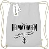Shirtstown Gymsack, Heimathafen Göttingen, Bio Fairtrade, Sprüche Spruch Logo Motiv, Turnbeutel Tasche Sport Beutel, Farbe hellgrau