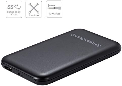 FahanTech Simple Storage Series USB3.0 Portable External Hard Drive Enclosure for 2.5" Laptop SATA Hard Drives and SSD. USB3.0 Connectivity with Anodized Aluminum Case Material / Super Compact Size (USB3.0, Black)