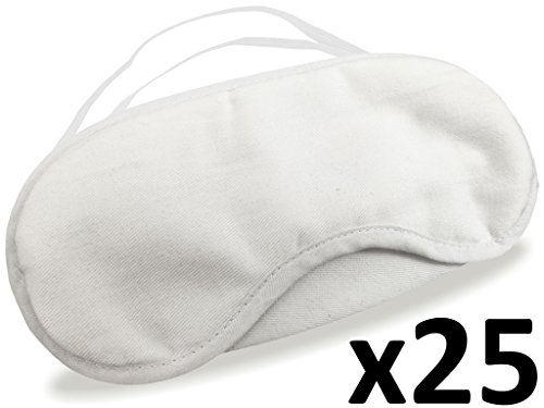 100% White Cotton Trade Priced Sleep Eye Mask Bulk Pack for Beauty Therapy, Hospitality and Bridal Showers. (c. 25 pack)