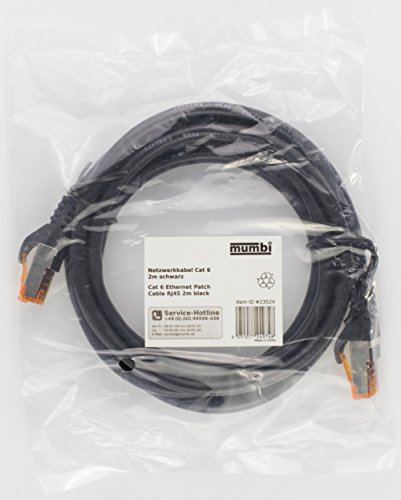 mumbi 2m Cat.6 Ethernet Lan Netzwerkkabel – Cat.6 FTP (RJ-45) 2 Meter Kabel in schwarz - 6