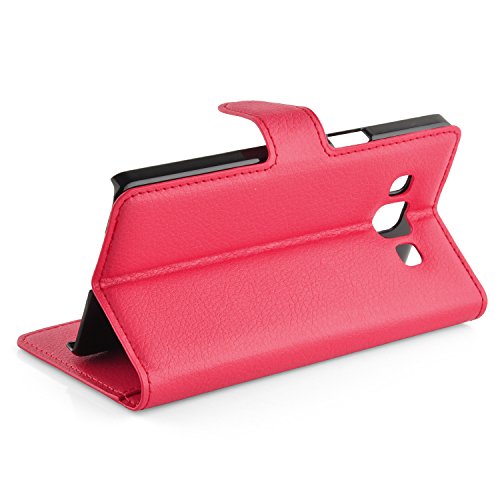 Cadorabo – Book Style Hülle für Samsung Galaxy A3 (5) (A300 – Modell 2015) – Case Cover Schutzhülle Etui Tasche mit Standfunktion und Kartenfach in KARMIN-ROT - 3