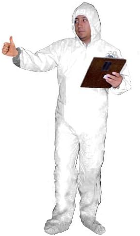 Enviroguard MicroGuard CE Coverall with Hood and Boots, Disposable, Tunnelized Wrists and Ankles, White, Large (Case of 25) by Enviroguard