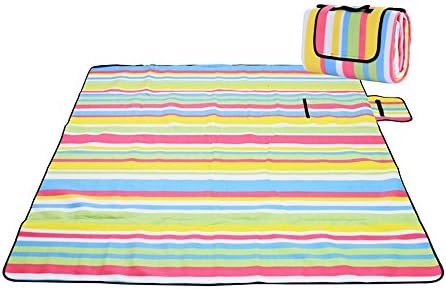Lemon desgin 200 x 200 cm Picnic Blanket Waterproof and Sandproof, Backing Outdoor Festival Beach Picnic Rug Camping Mat Hiking Grass Travelling Mat with Handle (Rainbow)