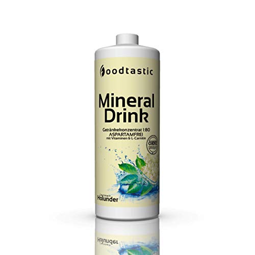 foodtastic Low Carb Mineral Drink, 1000 ml Botella con bomba dosificadora y 500 ml Coctelera, zuckerarm Vital Bebidas Sirope concentrado 1: 80 mezclar en agua, perfecto Bundle