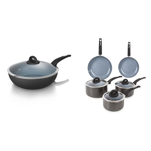 Tower Cerasure Ceramic Coated Multi Pan, 28 cm - Graphite + Tower Cerasure Ceramic Coated 5 Piece Pan Set - Graphite