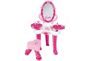Theo Klein 5769 Salone di Bellezza Barbie, Tavolo da Toeletta con Specchio, ripiano Girevole, Sgabello e tanti Accessori, Giocattoli per Bambini dai 3 Anni in su