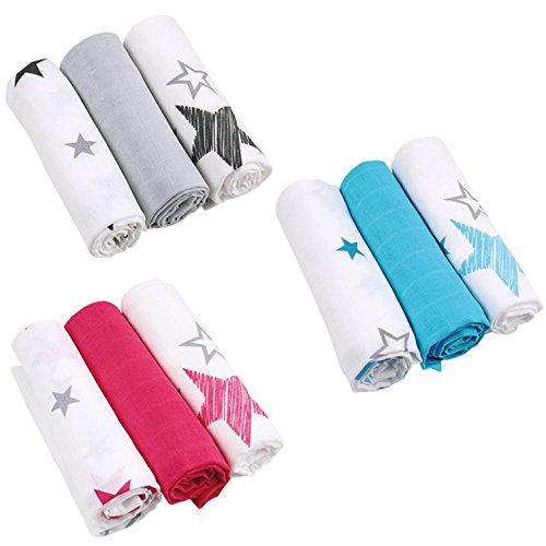 Babytücher 3er Pack Grau 100% Baumwolle Mulltuch Mullwindeln - 2