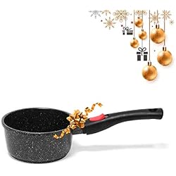 Casserole Pierre Casserole en Fonte Casserole Pour Induction Casserole Anti Adhésive Revêtement Façon Pierre sans PFOA Tous Feux, Induction, Cuisson sans Matière Grasse - Manche Amovible - (18 CM).
