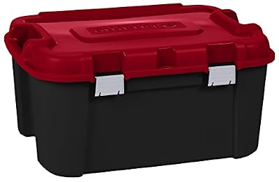 Allibert 229230 Totem Malle de Rangement avec 4 Roulettes Noir/Rouge Plastique 79,7 x 59,7 x 40,79 cm 140 L
