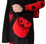 Marienkäfer Kostüm in schwarz-rot für Damen | Gr. 34 | 2-teiliges Käfer Kostüm für Damen | Plüsch Kostüm für Frauen | Tier Plüsch Kostüm für Karneval -