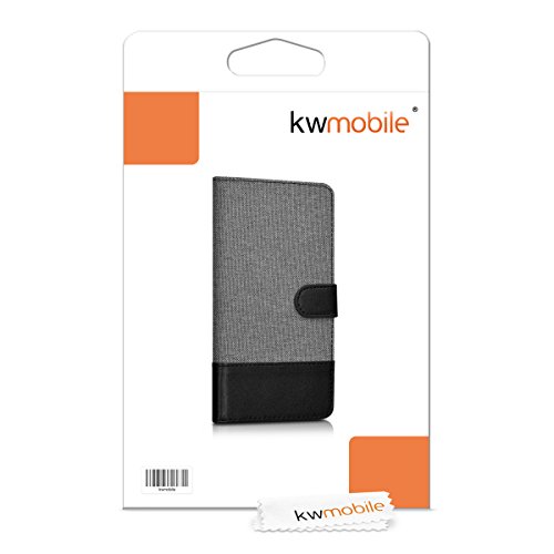 kwmobile Funda para Apple iPhone 7 Plus   8 Plus - Carcasa de Tela y  Cuero sint  tico  - con Tapa y  Tarjetero   Gris Negro 