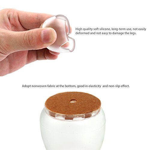tankerstreet Kunststoff Stuhl Tisch Bein Bodenschoner Gummi rund für Eßzimmer Tisch, Holz Kunststoff Bodenschoner Matte Pads transparent für Stuhl Tisch 25–29 mm, Möbel Tisch Bein Bodenschutz Tassen Kappen transparent, 8 Stück - 3