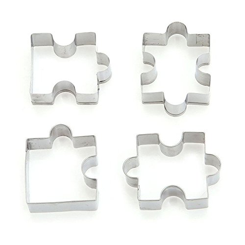 4 Stück Puzzleteil Edelstahl Fondant Keks Ausstecher Kuchen Plätzchen Ausstecherform Puzzle Form