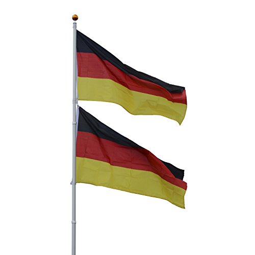 Outsunny® Alu Fahnenmast Flaggenmast Deutschlandfahne Staatsflagge Nationalflagge Fahne L150 x W90cm 6,5/4/2m mit/ohne Mast (L150 x W90cm/ 6,5m) - 3