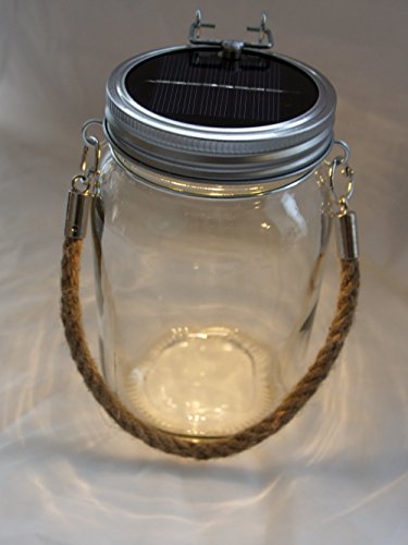 SkaizeTM Solarlampe LED Laterne im Marmeladenglas Weckglas mit Seilhenkel und Akku - 3