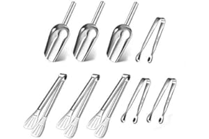 ZesNice 9 Stücke Candy Bar Zubehör, Candybar Zangen Zuckerzange Schaufeln Eisschaufel Gebäck Zange Grillzange Hochzeit Party Servierzange, Edelstahl