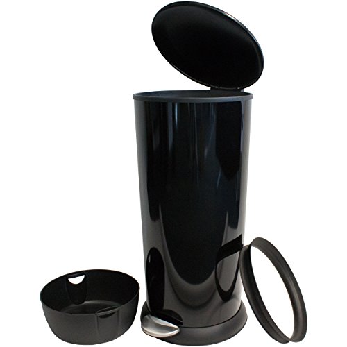 Oxid7® Treteimer Abfalleimer Mülleimer „Skinny“ Mülltrennung Edelstahl Schwarz mit Absenkautomatik (10 Liter) - 7