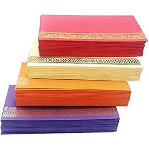 Peeplvalue Flower Designer 25 Pcs Multicolored Money Envelope, Shagun Envelop, Wedding, Engagement, Any Occasion Cash Gift Money Cover Made with Card Paper Sheet 7.4 X 3.8 inch